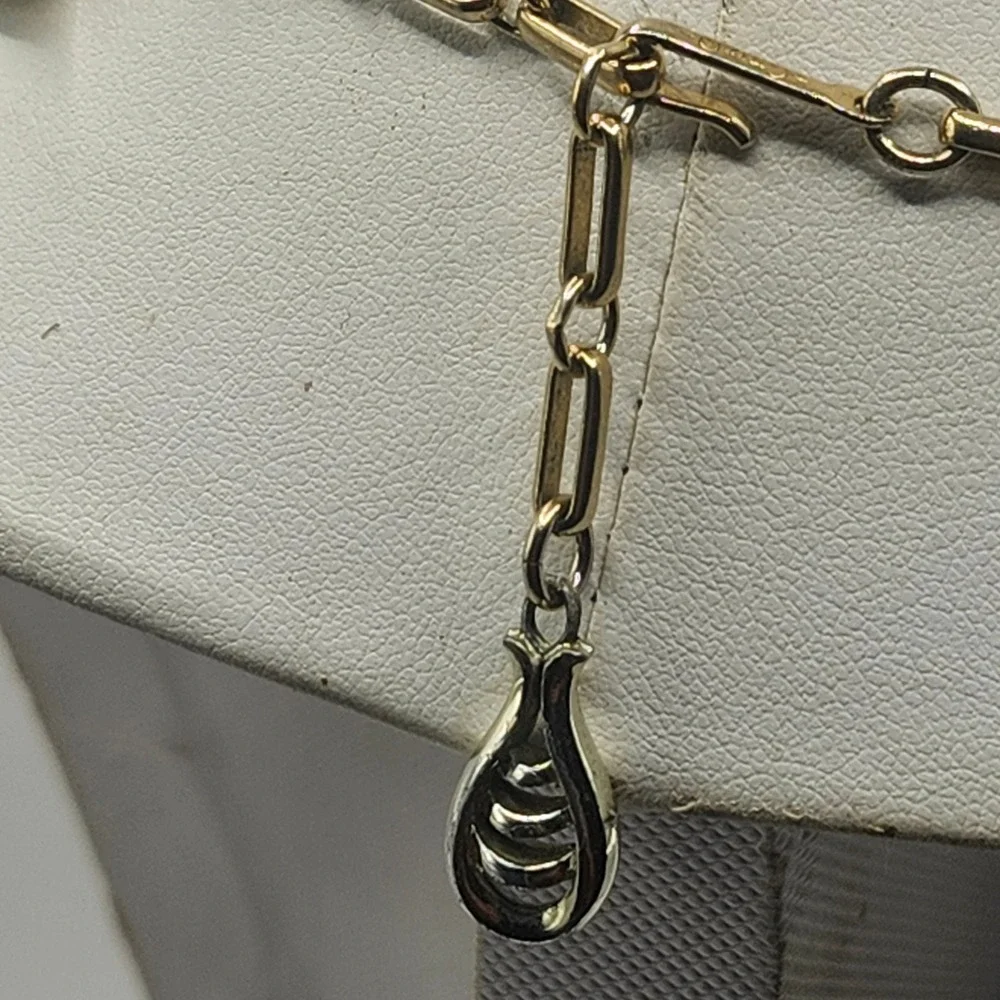 Vintage Coro Gold Tone Sculptural Ribbon‎ Link Choker Necklace Adjustable